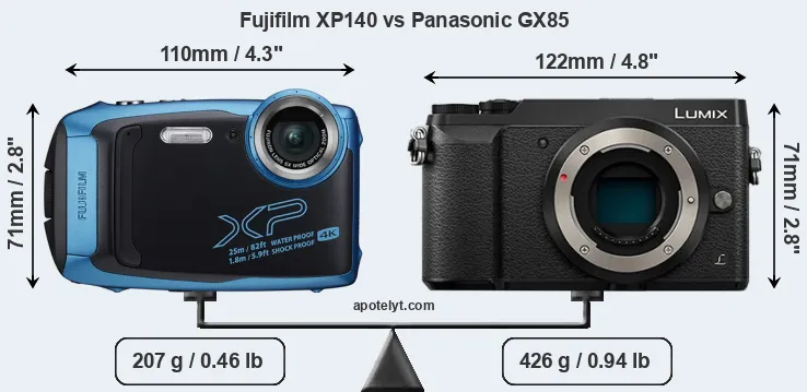 Size Fujifilm XP140 vs Panasonic GX85