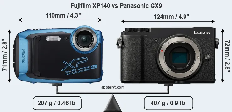 Size Fujifilm XP140 vs Panasonic GX9