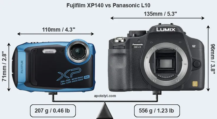 Size Fujifilm XP140 vs Panasonic L10