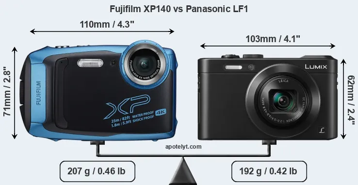 Size Fujifilm XP140 vs Panasonic LF1