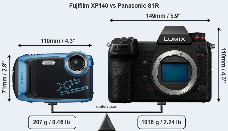 Size Fujifilm XP140 vs Panasonic S1R