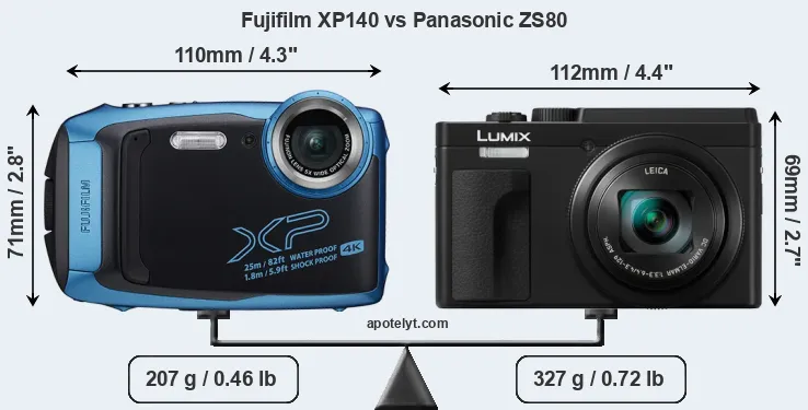 Size Fujifilm XP140 vs Panasonic ZS80