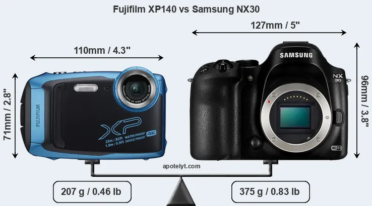 Size Fujifilm XP140 vs Samsung NX30