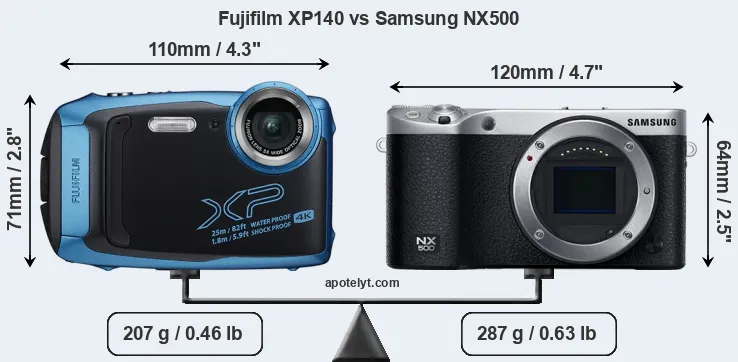 Size Fujifilm XP140 vs Samsung NX500