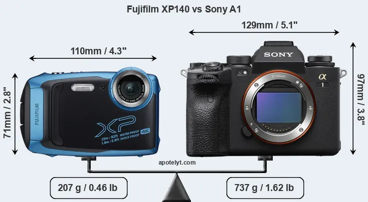 Size Fujifilm XP140 vs Sony A1