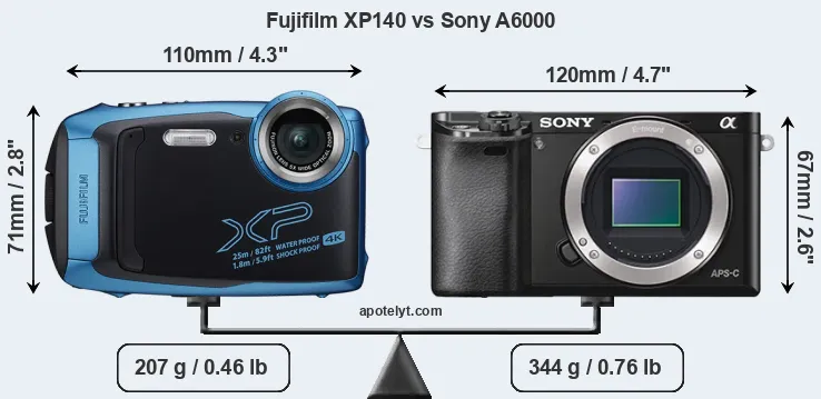 Size Fujifilm XP140 vs Sony A6000