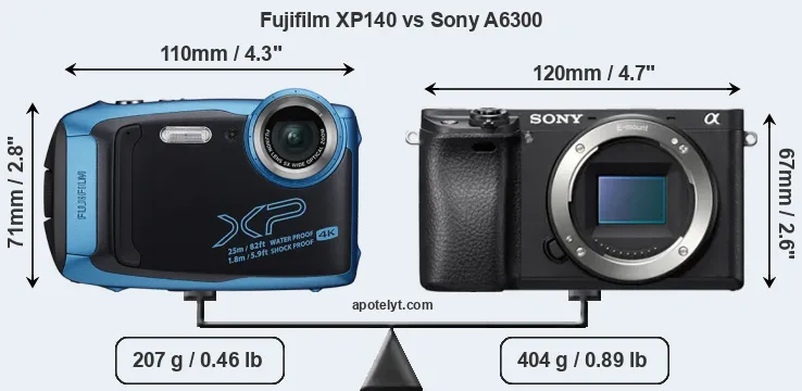 Size Fujifilm XP140 vs Sony A6300