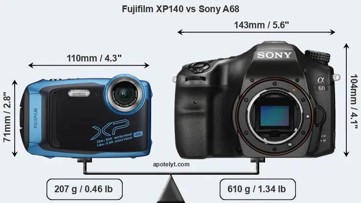Size Fujifilm XP140 vs Sony A68