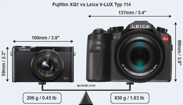 Size Fujifilm XQ1 vs Leica V-LUX Typ 114