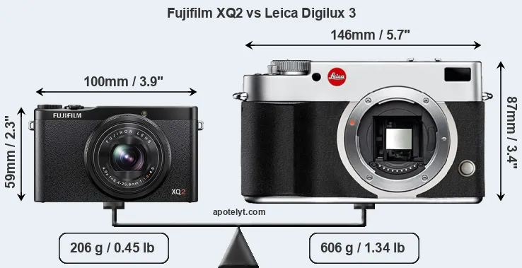 Size Fujifilm XQ2 vs Leica Digilux 3