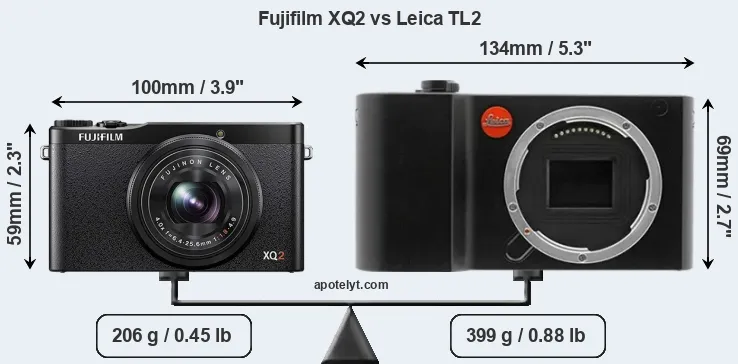 Size Fujifilm XQ2 vs Leica TL2