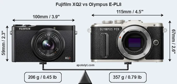 Size Fujifilm XQ2 vs Olympus E-PL8
