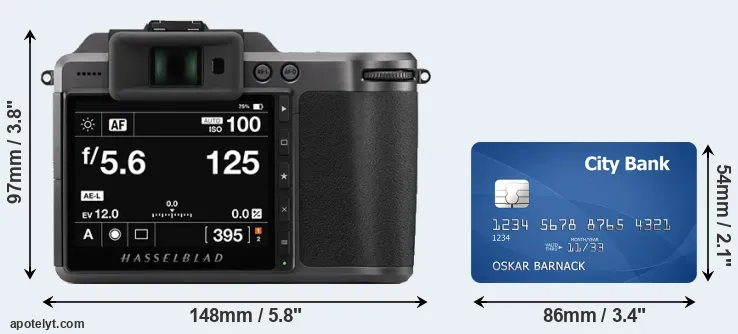 X1D II and credit card rear side