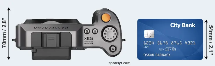 X1D II versus credit card top view