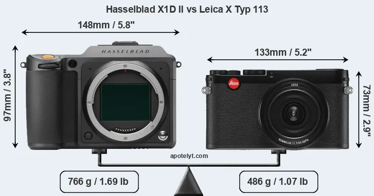 Size Hasselblad X1D II vs Leica X Typ 113