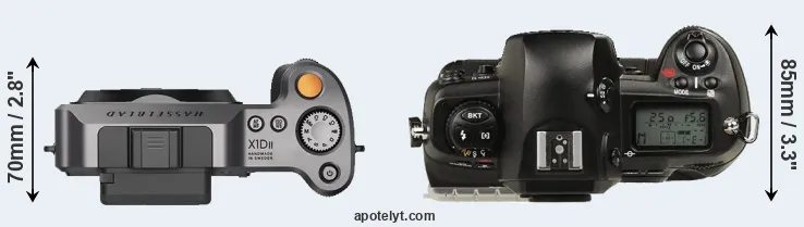 Compare X1D II versus D1 top