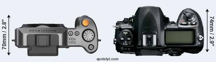 Compare X1D II versus D200 top