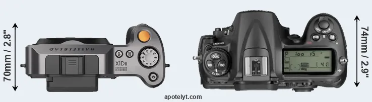 Compare X1D II versus D300 top
