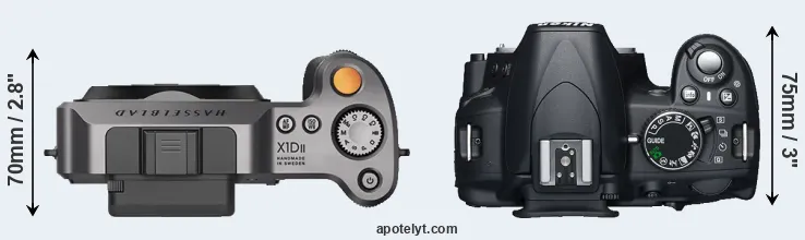 Compare X1D II versus D3100 top