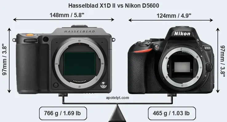 Size Hasselblad X1D II vs Nikon D5600
