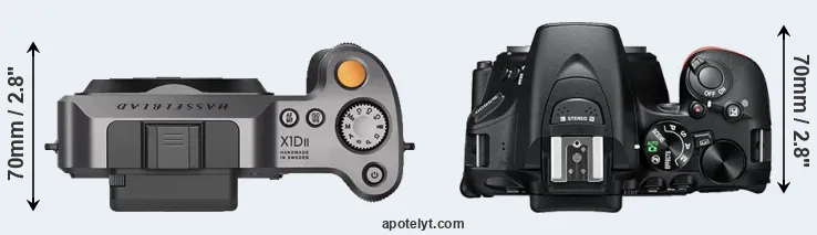 Compare X1D II versus D5600 top