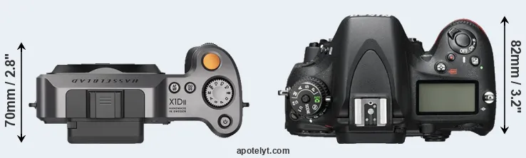 Compare X1D II versus D600 top
