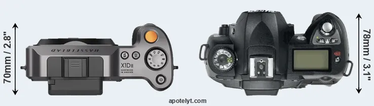 Compare X1D II versus D70 top