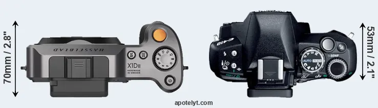 Compare X1D II versus E-410 top
