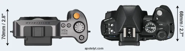 Compare X1D II versus E-520 top