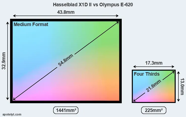 Hasselblad X1D II and Olympus E-620 sensor measures