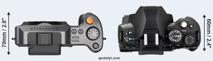 Compare X1D II versus E-620 top