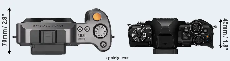 Compare X1D II versus E-M5 II top
