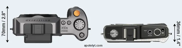 Compare X1D II versus E-P2 top