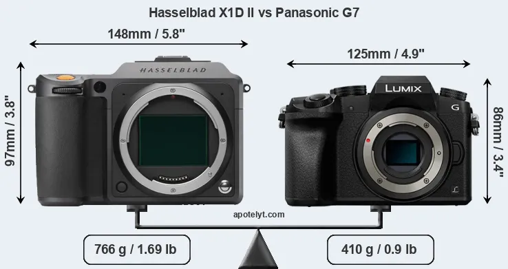 Size Hasselblad X1D II vs Panasonic G7