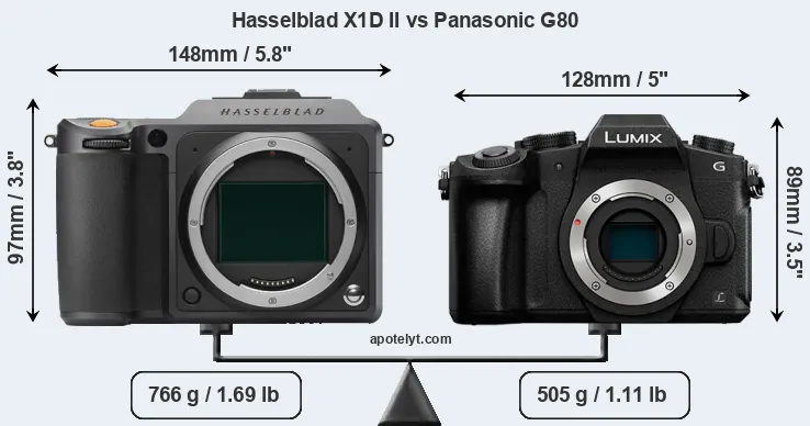 Size Hasselblad X1D II vs Panasonic G80