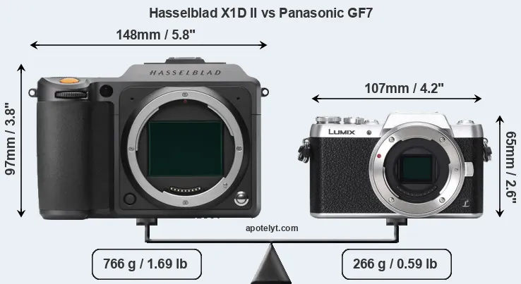 Size Hasselblad X1D II vs Panasonic GF7