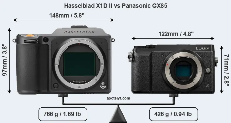 Size Hasselblad X1D II vs Panasonic GX85