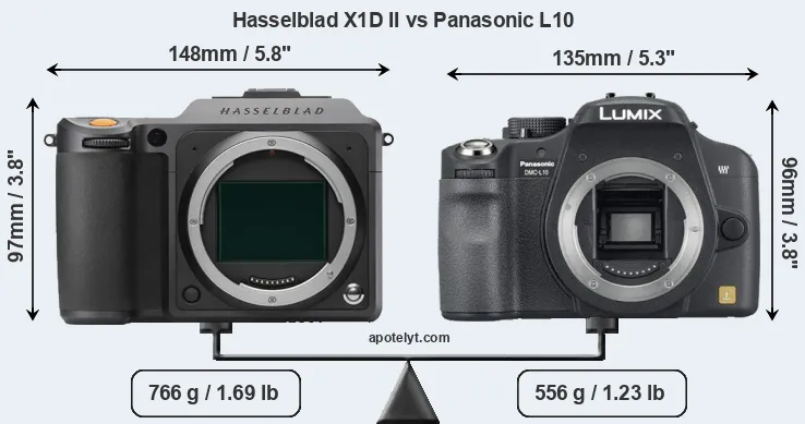 Size Hasselblad X1D II vs Panasonic L10