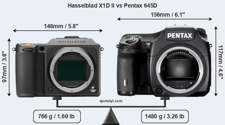 Size Hasselblad X1D II vs Pentax 645D
