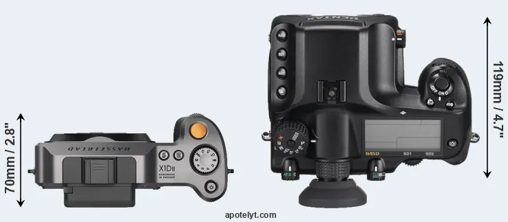 Compare X1D II versus 645D top