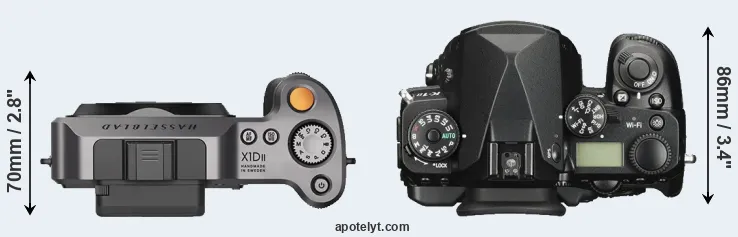 Compare X1D II versus K-1 II top
