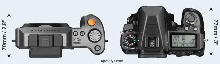Compare X1D II versus K-3 II top