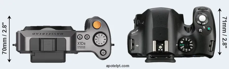 Compare X1D II versus K-50 top