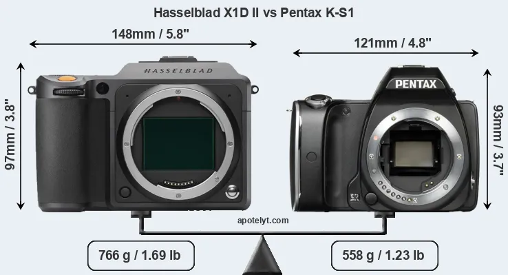 Size Hasselblad X1D II vs Pentax K-S1