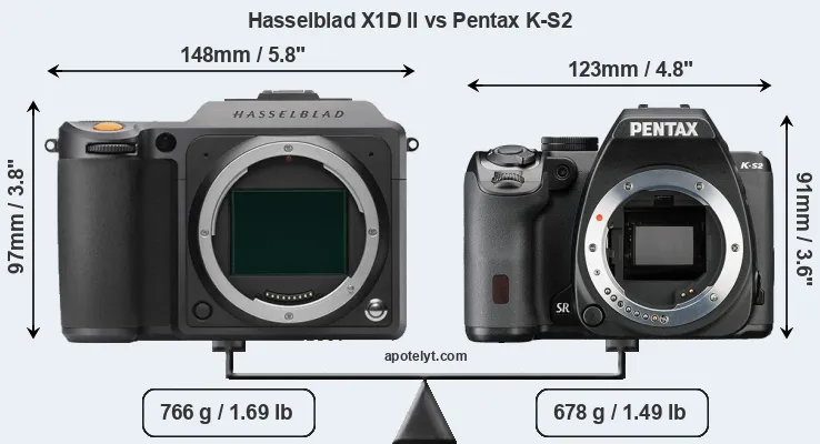 Size Hasselblad X1D II vs Pentax K-S2