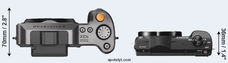 Compare X1D II versus A5100 top
