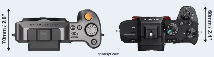 Compare X1D II versus A7 II top