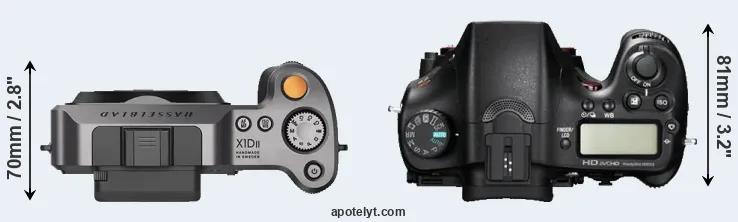 Compare X1D II versus A77 top