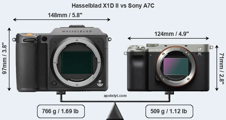Size Hasselblad X1D II vs Sony A7C