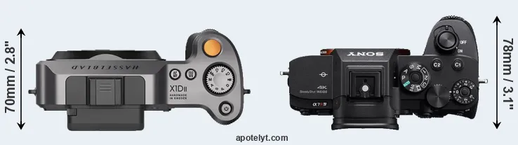 Compare X1D II versus A7R IV top